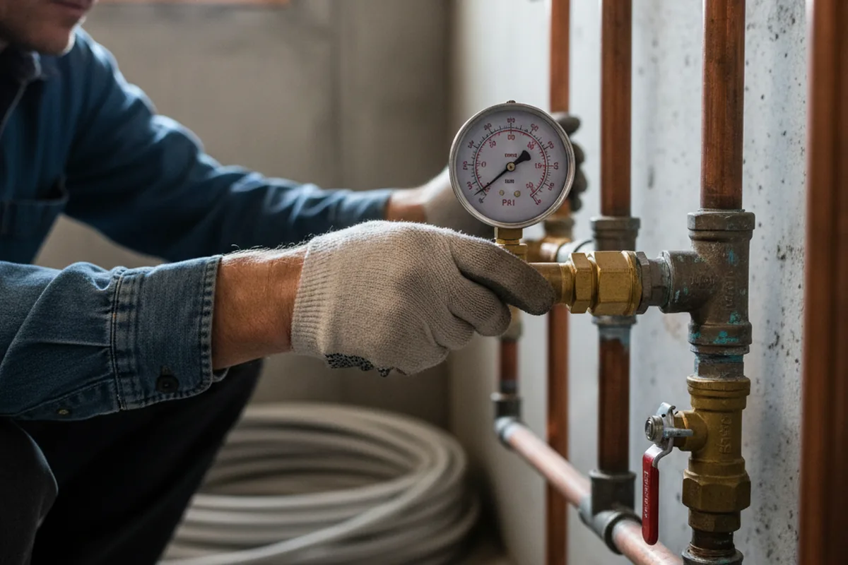 Pressure testing a repaired line during Water Line Repair in Pine Hall