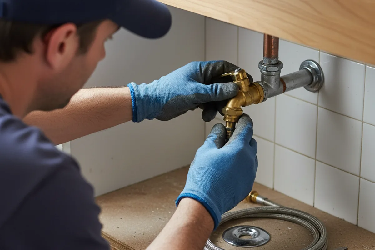 Shutoff valve and fitting work during Burst Pipe Repair in Pine Hall